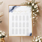 ANYA | Navy Blue Waterverf Gold Seating Chart Poster