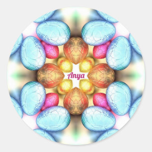 ANYA ~ PASEN ~ WOW!  eieren Pasen geven ~ Ronde Sticker