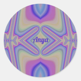 ANYA ~  pasteltinten fractal ~ gepersonaliseerd Ronde Sticker
