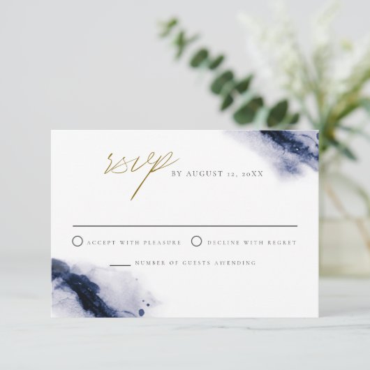 ANYA | RSVP-kaart van de Bohemische marineblauw Wa Kaart (Staand voorkant)