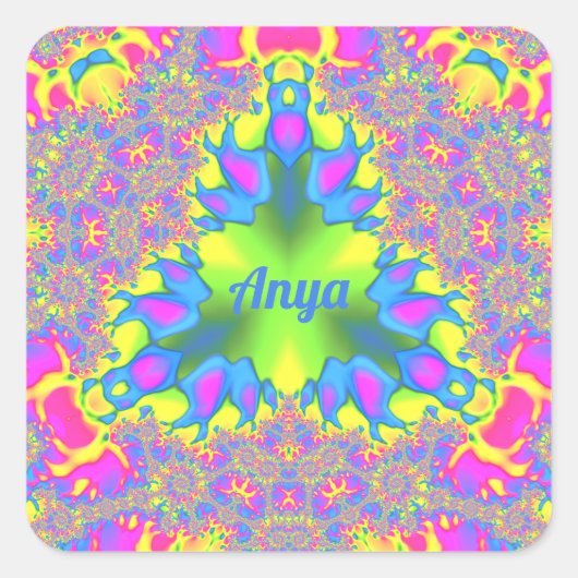 ANYA ~ Shades Yellow, groen, roze, blauw Vierkante Sticker (Voorkant)