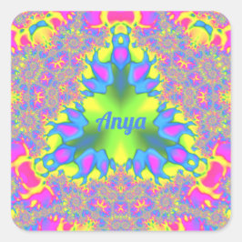 ANYA ~ Shades Yellow, groen, roze, blauw Vierkante Sticker