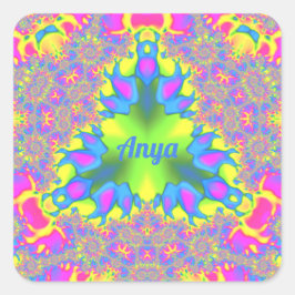ANYA ~ Shades Yellow, groen, roze, blauw Vierkante Sticker