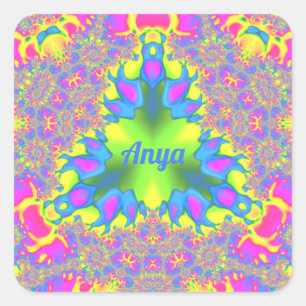 ANYA ~ Shades Yellow, groen, roze, blauw Vierkante Sticker