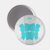 ANYA ~ White en Aqua ~ Stunning Design Magneet (Voorkant / Achterkant)