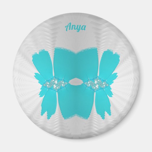 ANYA ~ White en Aqua ~ Stunning Design Magneet (Voorkant)