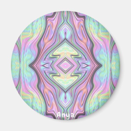 ANYA ~ Yellow Green and Pink Parly Design Magneet (Voorkant)