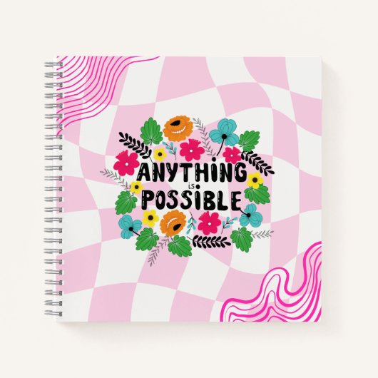 “Anything is Possible” Floral Motivational Notitieboek (Voorkant)