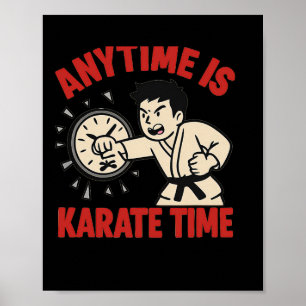 Anytime is karate tijd grappige punch klok poster