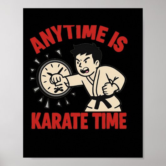 Anytime is karate tijd grappige punch klok poster (Voorkant)