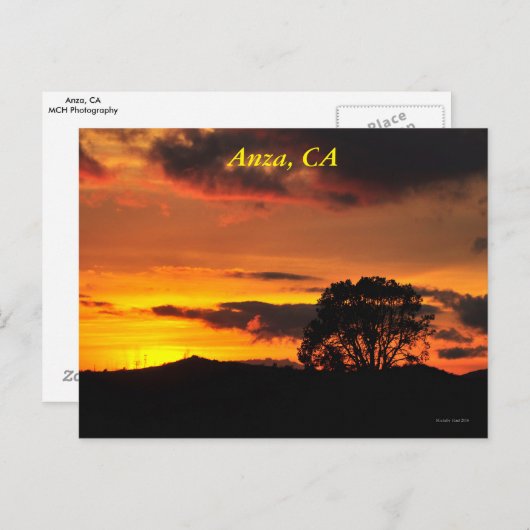 Anza, CA Sunset Briefkaart (Voorkant / Achterkant)