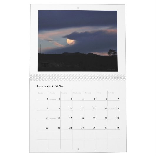 Anza, Californië, Twaalf Maand Calendar Kalender (Feb 2026)