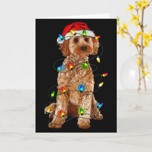 Ao Christmas Tree Light Pajama Dog Lover Xmas Funn Kaart (Gele Bloem)