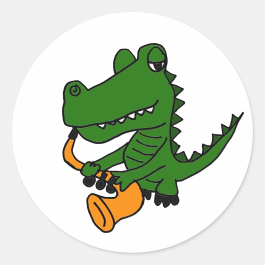 AO-gator die de saxofone speelt Ronde Sticker (Voorkant)