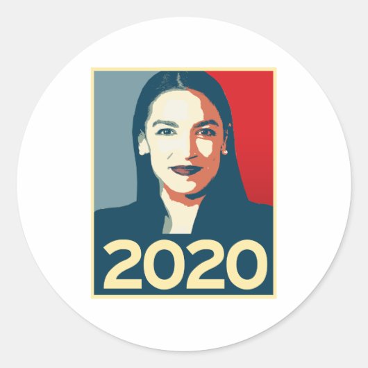 AOC 2020 Propaganda Ronde Sticker (Voorkant)