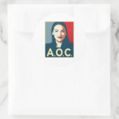 AOC 2024 Propaganda Ronde Sticker (Tas)