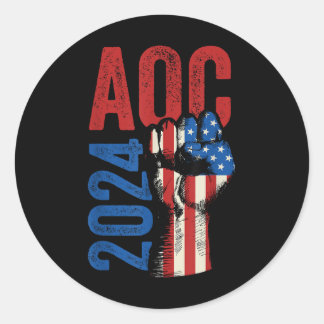 AOC 2024 voor President Alexandria Ocasio Cortez E Ronde Sticker