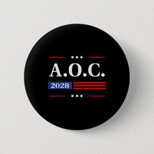 AOC 2028 A.O.C. 2028 voor President American Flag Ronde Button 5,7 Cm
