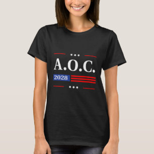 AOC 2028 A.O.C. 2028 voor President American Flag T-shirt