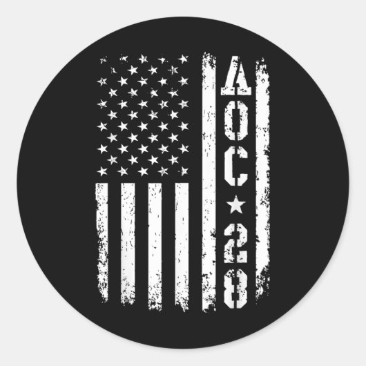 AOC 2028 Amerikaanse vlag Ronde Sticker (Voorkant)