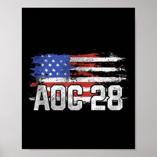 AOC 2028 President verontruste Amerikaanse vlag Ta Poster (Voorkant)