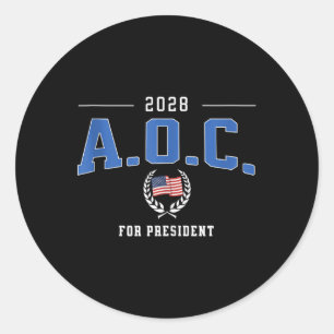 AOC 2028 voor President Alexandria Ocasio-Cortez d Ronde Sticker