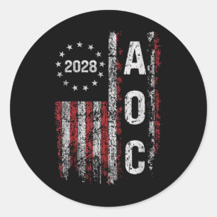 AOC Alexandria Ocasio Cortez 2028 voor President E Ronde Sticker