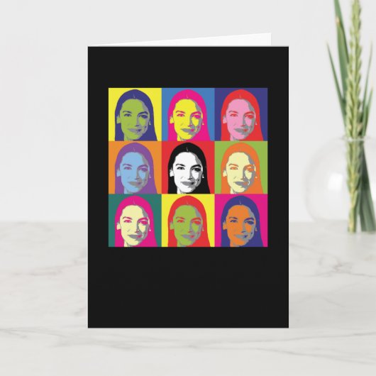 AOC Alexandria Ocasio-Cortez Retro Pop Art Kaart (Voorkant)