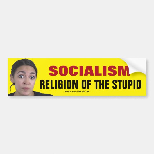 AOC-socialistische religie van de stompzinnige Bumpersticker (Voorkant)