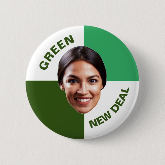 AOC's Green New Deal Ronde Button 5,7 Cm (Voorkant)