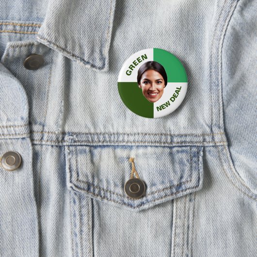 AOC's Green New Deal Ronde Button 5,7 Cm (In situ)