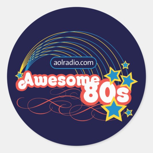 AOL Radio - Geweldige '80's Ronde Sticker (Voorkant)
