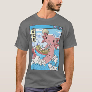 Aolotl Eating Ramen Japan Waves Anime Kawaii Vapor T-shirt