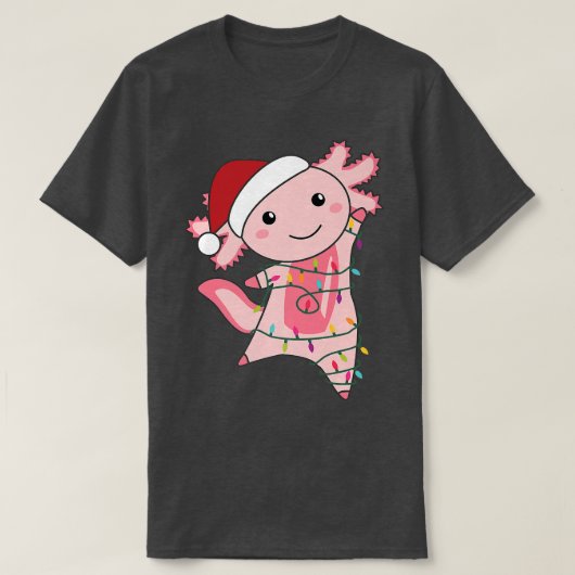 Aolotl kerst met lichte kerst t-shirt (Design voorkant)