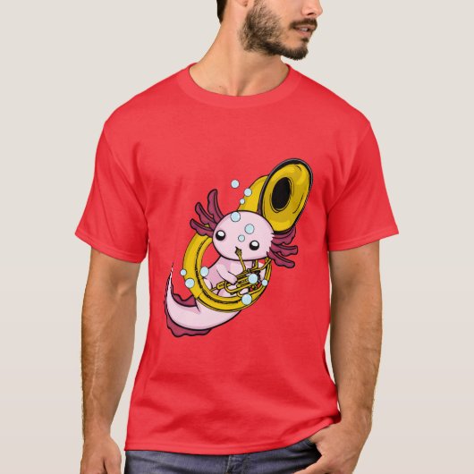Aolotl Playing Sousaphone Marching Band retro T-shirt (Voorkant)