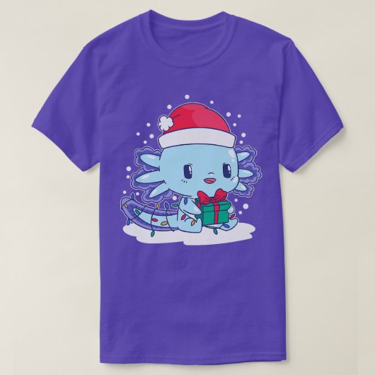 Aolotl Santa Hat Xmas Lights Cute Kawaii Aolotl Ch T-shirt (Design voorkant)