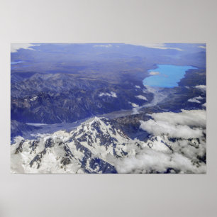 Aoraki Mount Cook en Lake Pukaki, Nieuw-Zeeland Poster