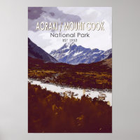Aoraki Mount Cook Nationaal Park Nieuw-Zeeland Ret