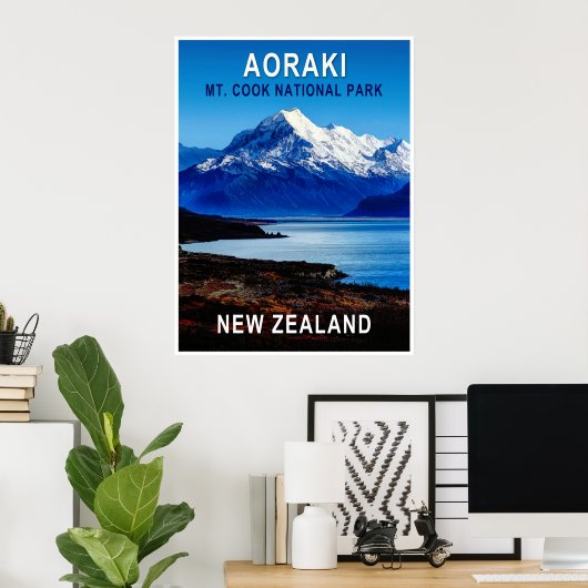 Aoraki New Zealand Travel Poster (Thuiskantoor)
