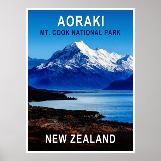 Aoraki Nieuw-Zeeland Reisposter Poster (Voorkant)