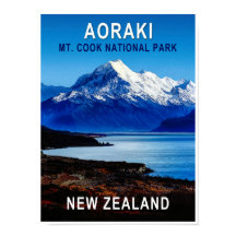 Aoraki Nieuw-Zeeland Reisposter