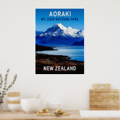 Aoraki Nieuw-Zeeland Reisposter Poster (Keuken)