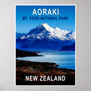 Aoraki Nieuw-Zeeland Reisposter Poster