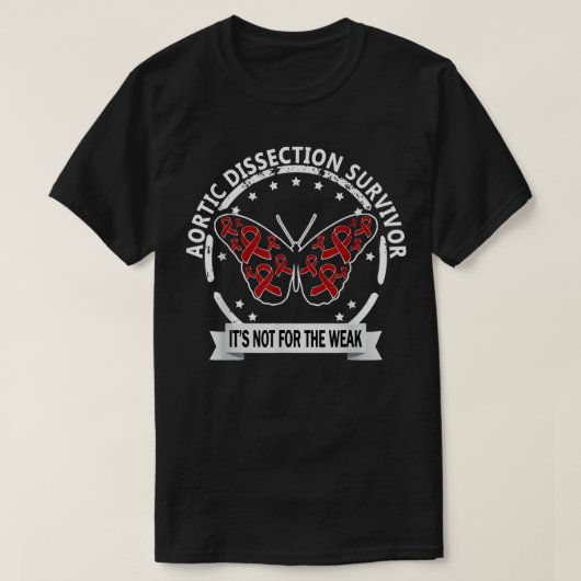 Aorta Dissection Survivor, rood-lint opvoedend wat T-shirt (Design voorkant)