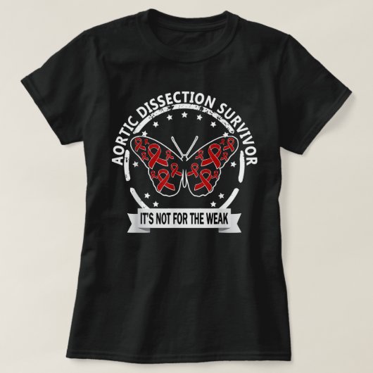 Aortic Dissection Survivor, red-ribbon raising awa T-shirt (Design voorkant)