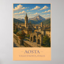 Aosta, Italië – Oude Reisposter