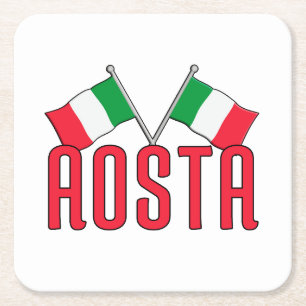 AOSTA Italië Vlaggen Kartonnen Onderzetters