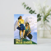 Aosta valley, bergbeklimingspaar.Vintage-reis Briefkaart (Staand voorkant)