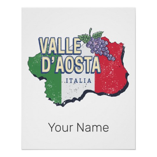 Aosta Valley Italië Regio Kaart Souvenir Perfect Poster (Voorkant)