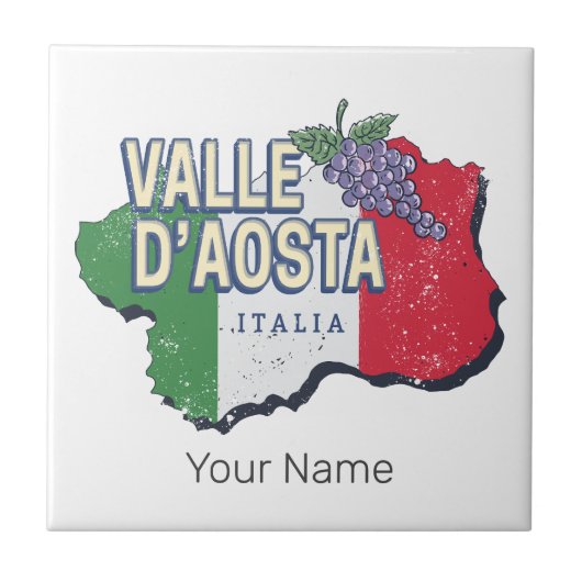 Aosta Valley Italië Regio Kaart Souvenir Tegeltje (Voorkant)